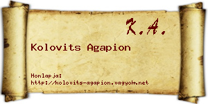 Kolovits Agapion névjegykártya